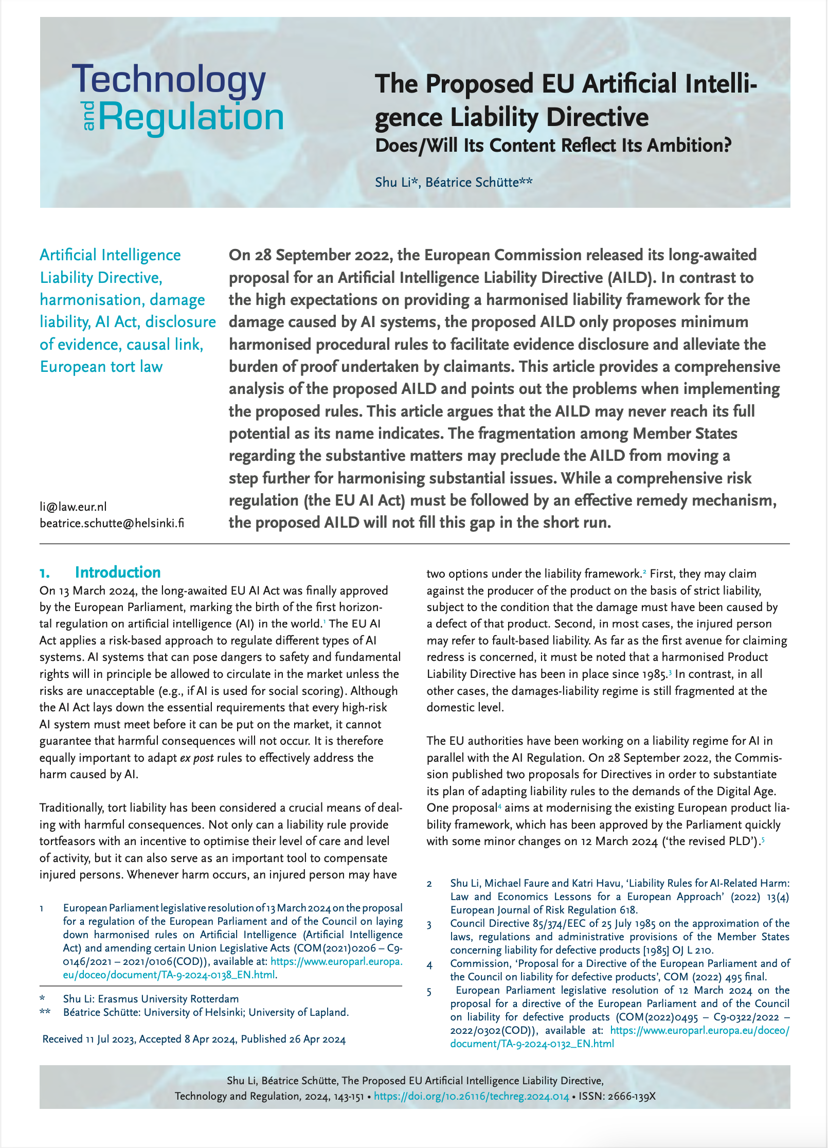 TechReg 2024.014 Li & Schütte cover page
